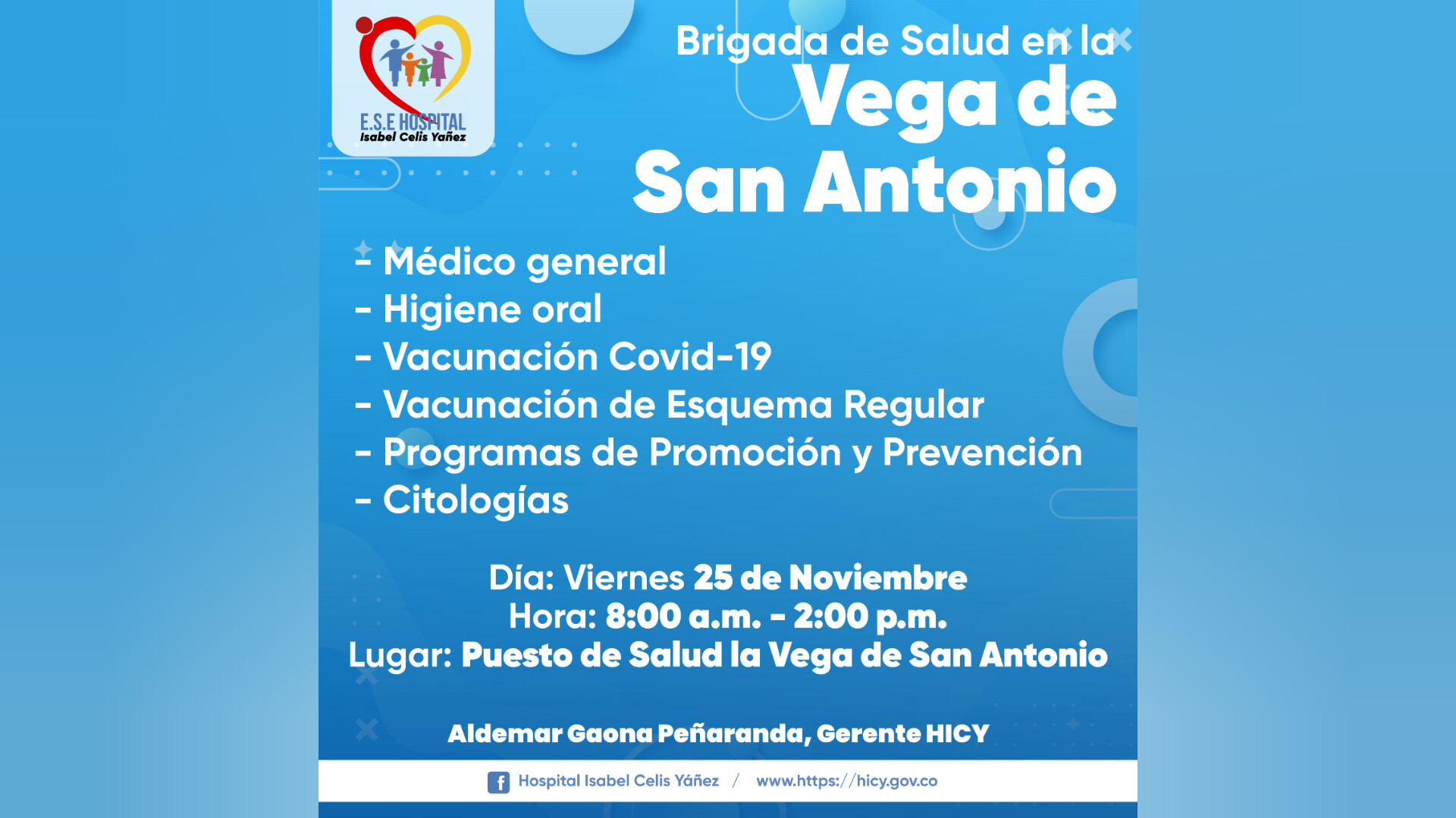 BRIGADA DE SALUD EN EL CORREGIMIENTO LA VEGA DE SAN ANTONIO -PORTADA