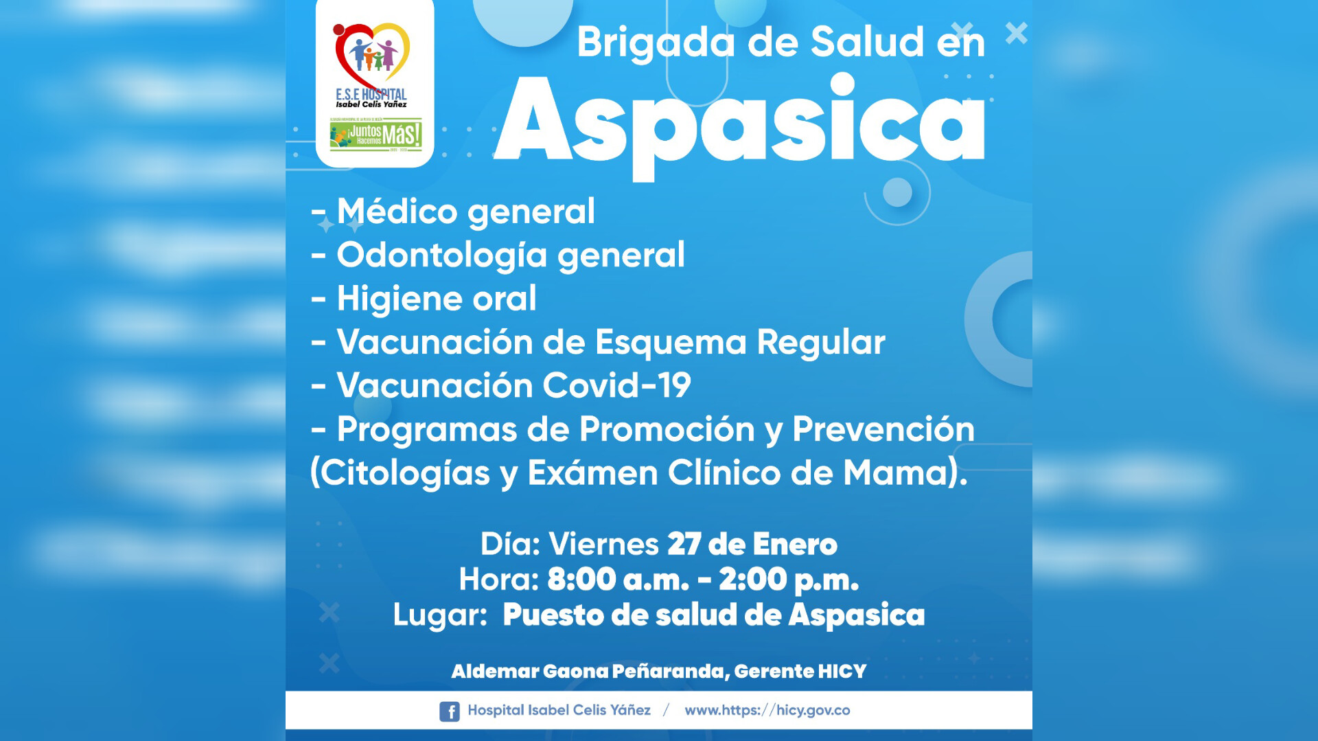 BRIGADA DE SALUD EN EL CORREGIMIENTO DE ASPASICA - PORTADA