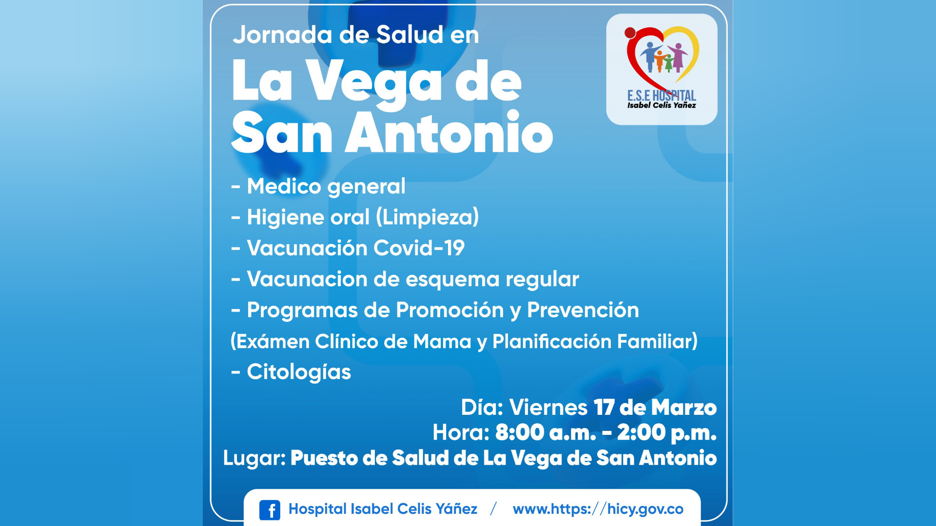 JORNADA DE SALUD EN EL CORREGIMIENTO LA VEGA DE SAN ANTONIO - PORTADA