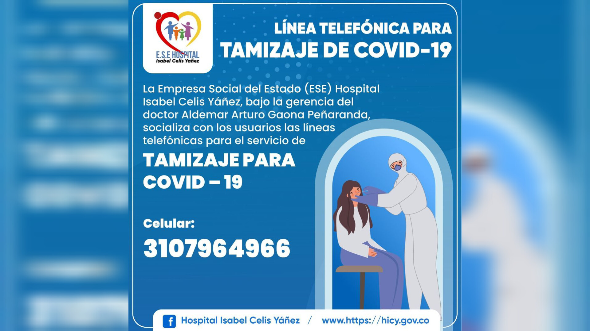 CONOZCA LA LÍNEA TELEFÓNICA HABILITADA PARA EL SERVICIO DE TAMIZAJE PARA COVD19 - PORTADA