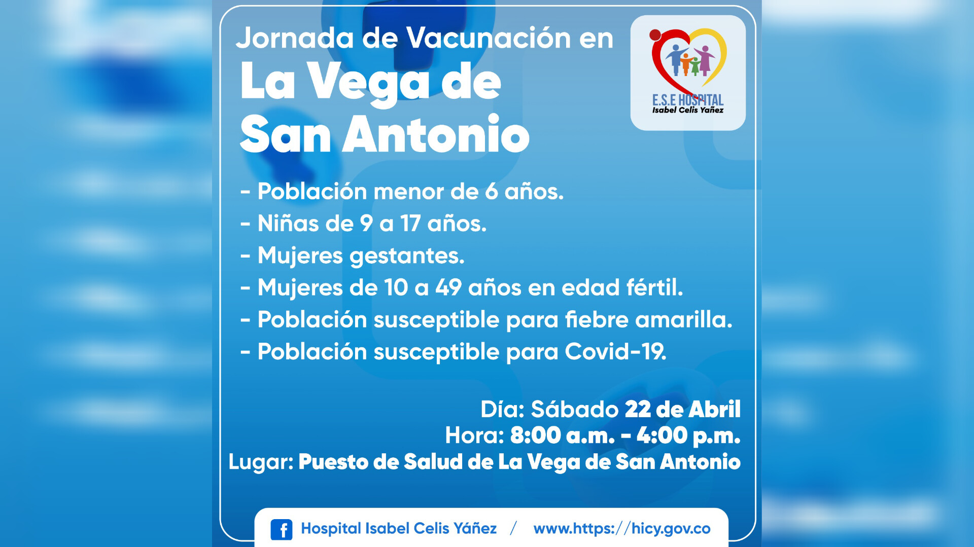 JORNADA DE VACUNACIÓN EN EL CORREGIMIENTO LA VEGA DE SAN ANTONIO - PORTADA