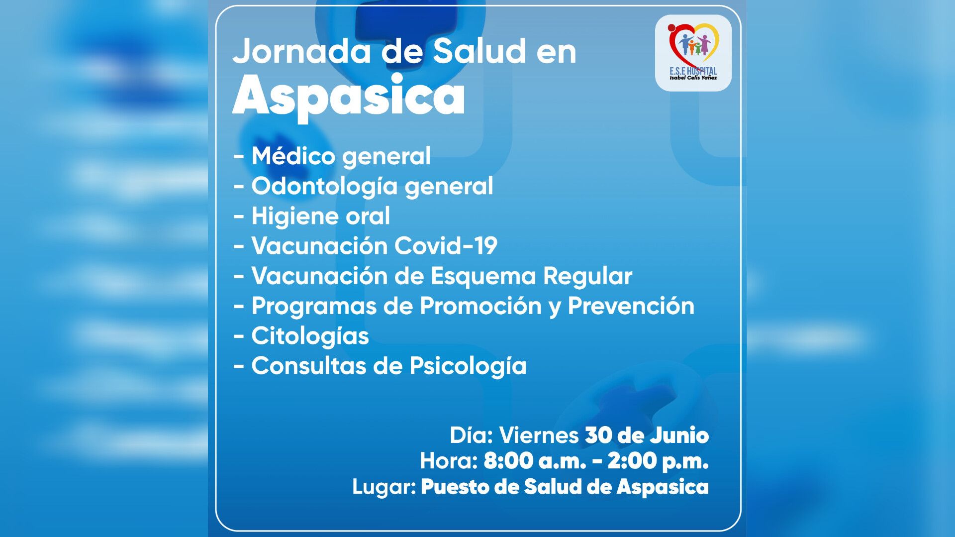 JORNADA DE SALUD EN EL CORREGIMIENTO DE ASPASICA - PORTADA