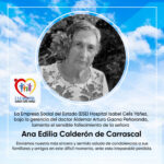 LAMENTAMOS EL SENSIBLE FALLECIMIENTO DE LA SEÑORA ANA EDILIA CALDERÓN DE CARRASCAL - PORTADA