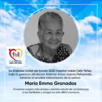 LAMENTAMOS EL SENSIBLE FALLECIMIENTO DE LA SEÑORA MARÍA EMMA GRANADOS - PORTADA