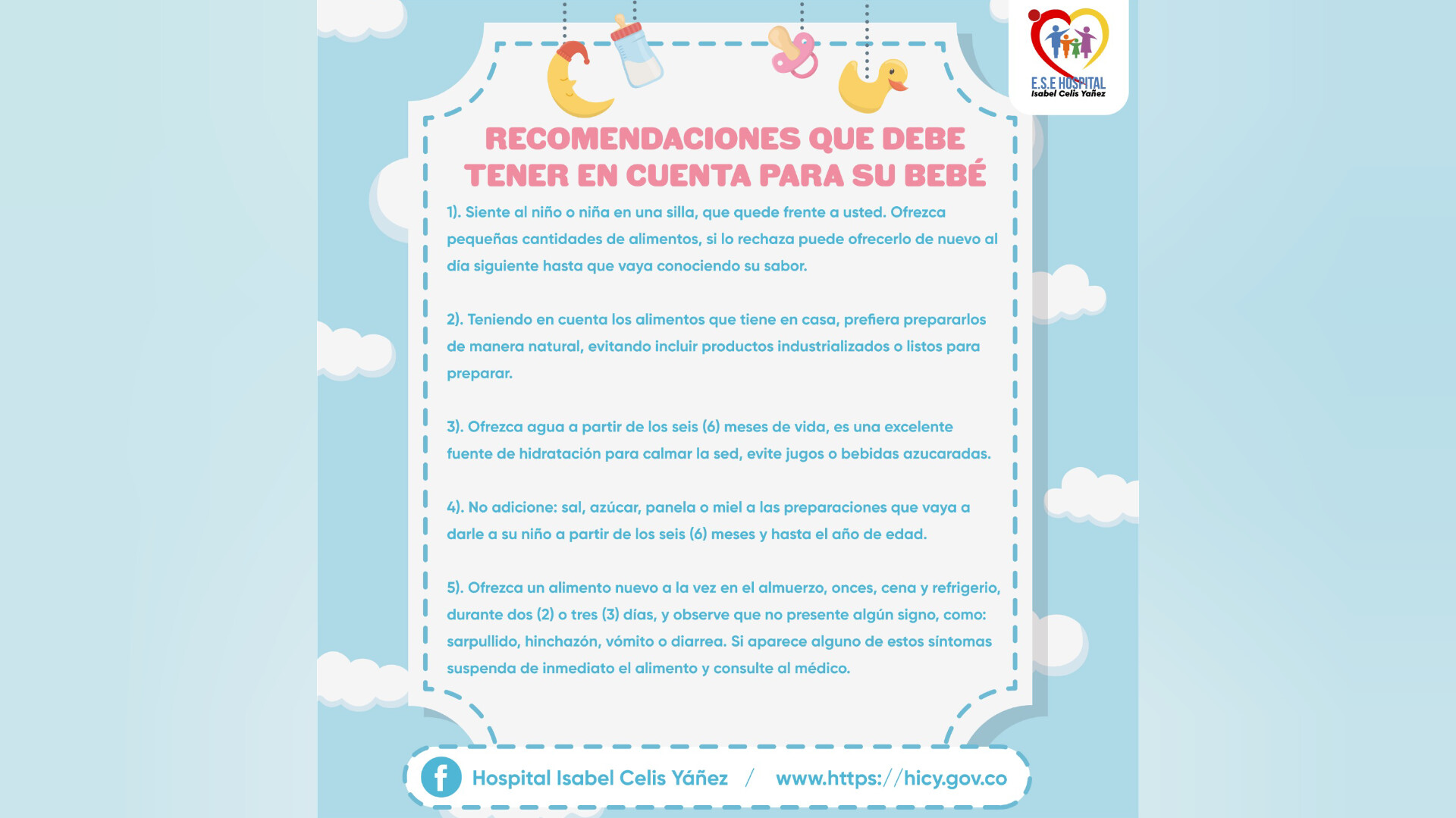 RECOMENDACIONES QUE DEBE TENER EN CUENTA PARA SU BEBÉ - PORTADA