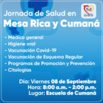 HOSPITAL ISABEL CELIS YÁÑEZ REALIZARÁ UNA JORNADA DE SALUD ESTE VIERENES 08 DE SEPTIEMBRE EN LAS VEREDAS MESA RICA Y CUMANÁ - PORTADA