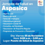 HOSPITAL ISABEL CELIS YÁÑEZ REALIZARÁ UNA JORNADA DE SALUD ESTE VIERNES 03 DE NOVIEMBRE EN ASPASICA - PORTADA